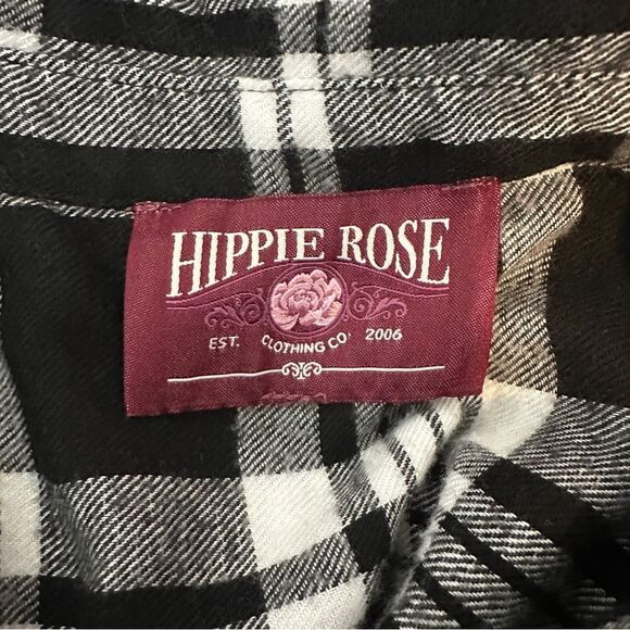 Hippie Rose black-and-white button up long sleeve shirt size S - Picture 4 of 6